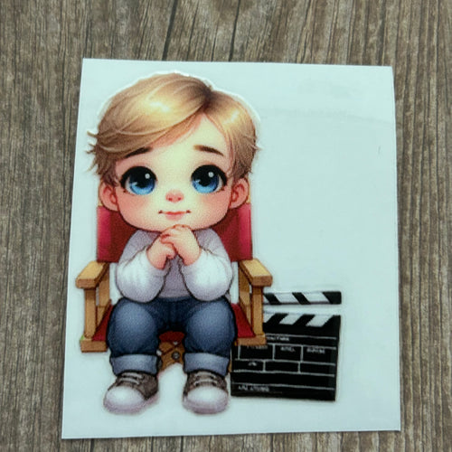 UV106 - UVDTF - Decal only - Boy Film Maker Director - Olifantjie - Wooden - MDF - Lasercut - Blank - Craft - Kit - Mixed Media - UK