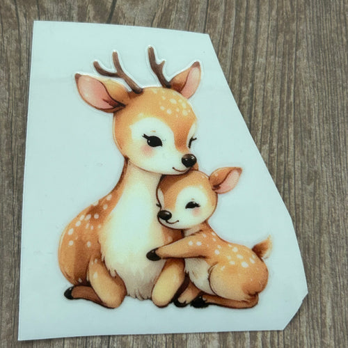 UV090 - UVDTF - Decal only Deer Adult and Child - Olifantjie - Wooden - MDF - Lasercut - Blank - Craft - Kit - Mixed Media - UK