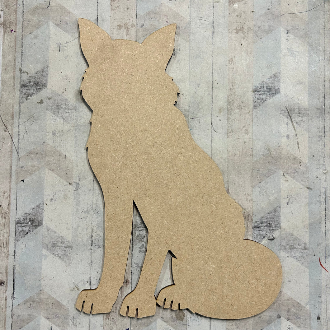 PL033 - MDF Blank Plaque - Optional Hanging - Wolf - Olifantjie - Wooden - MDF - Lasercut - Blank - Craft - Kit - Mixed Media - UK