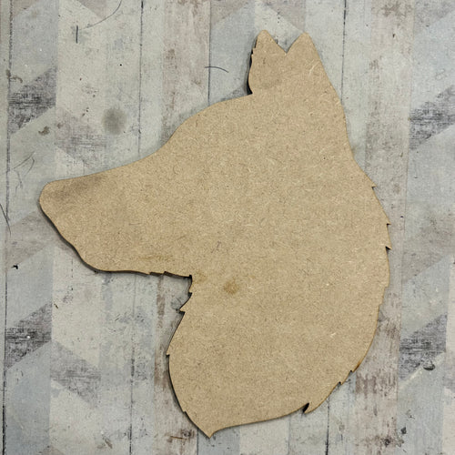 PL036 - MDF Blank Plaque - Optional Hanging - Wolf Head - Olifantjie - Wooden - MDF - Lasercut - Blank - Craft - Kit - Mixed Media - UK