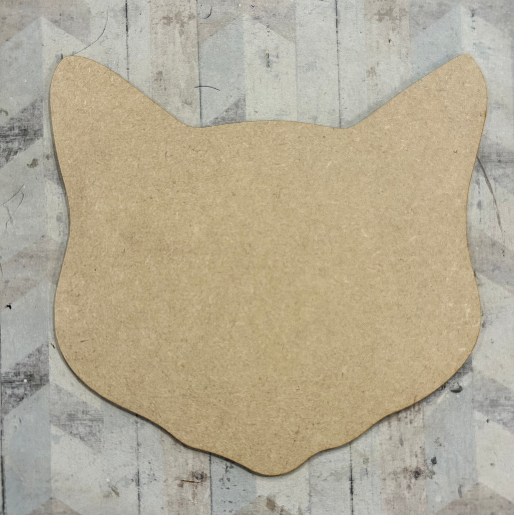 PL042 - MDF Blank Plaque - Optional Hanging - Cat Head - Olifantjie - Wooden - MDF - Lasercut - Blank - Craft - Kit - Mixed Media - UK