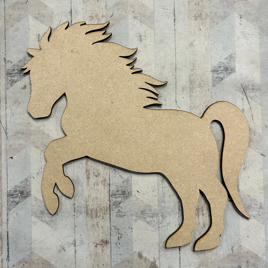 PL044 - MDF Blank Plaque - Optional Hanging - Horse Stallion - Olifantjie - Wooden - MDF - Lasercut - Blank - Craft - Kit - Mixed Media - UK