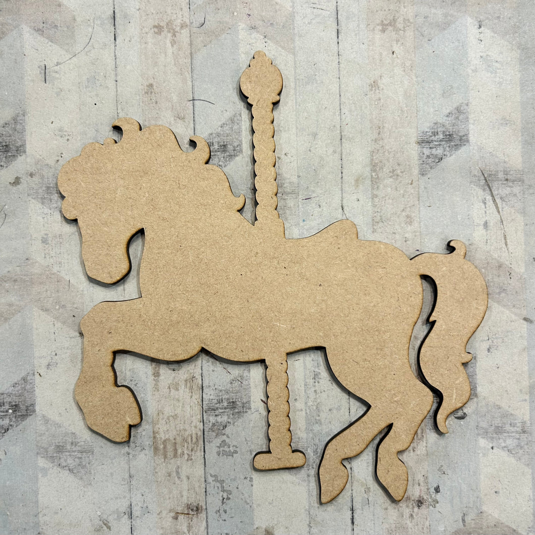 PL048 - MDF Blank Plaque - Optional Hanging - Horse Carousel - Olifantjie - Wooden - MDF - Lasercut - Blank - Craft - Kit - Mixed Media - UK