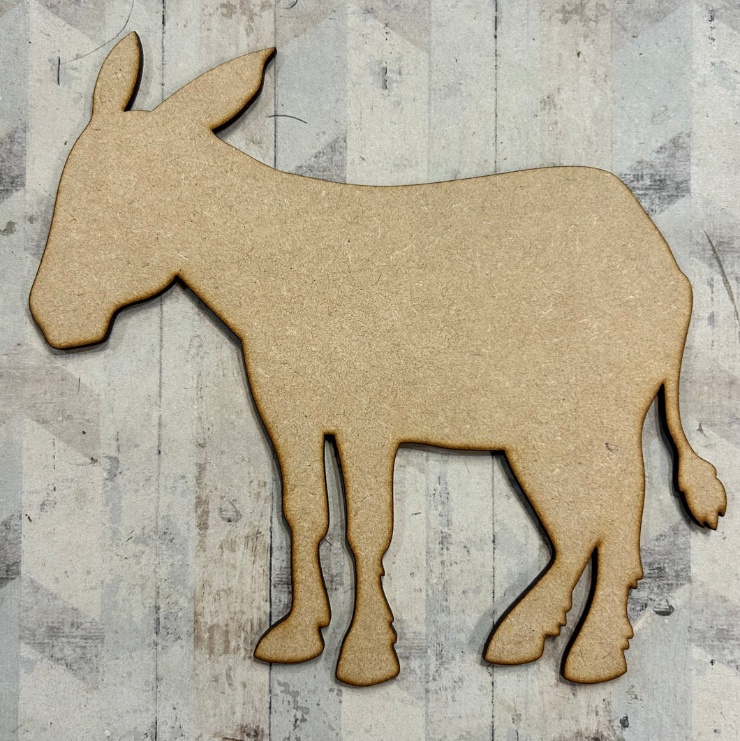 PL056 - MDF Blank Plaque - Optional Hanging - Donkey - Olifantjie - Wooden - MDF - Lasercut - Blank - Craft - Kit - Mixed Media - UK