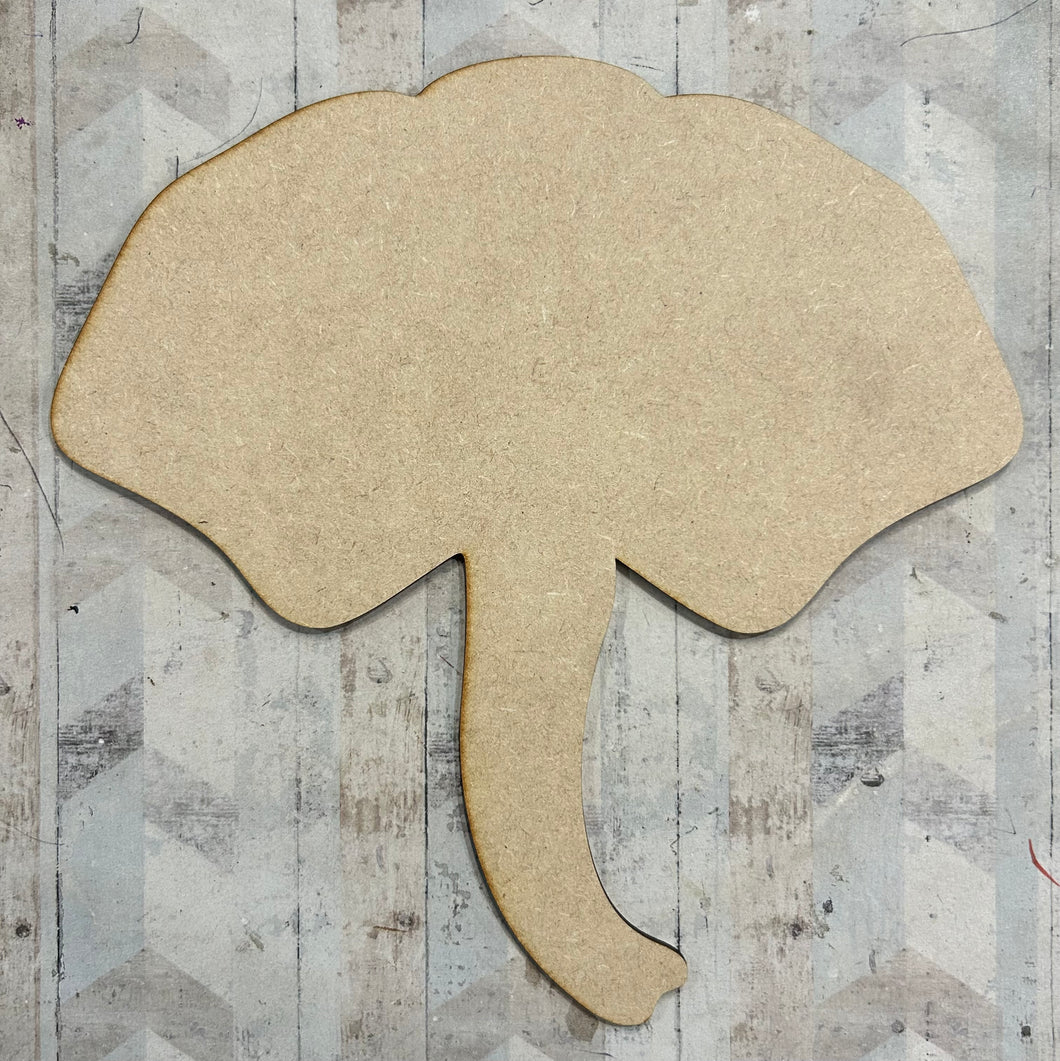 PL057 - MDF Blank Plaque - Optional Hanging - Elephant Head - Olifantjie - Wooden - MDF - Lasercut - Blank - Craft - Kit - Mixed Media - UK