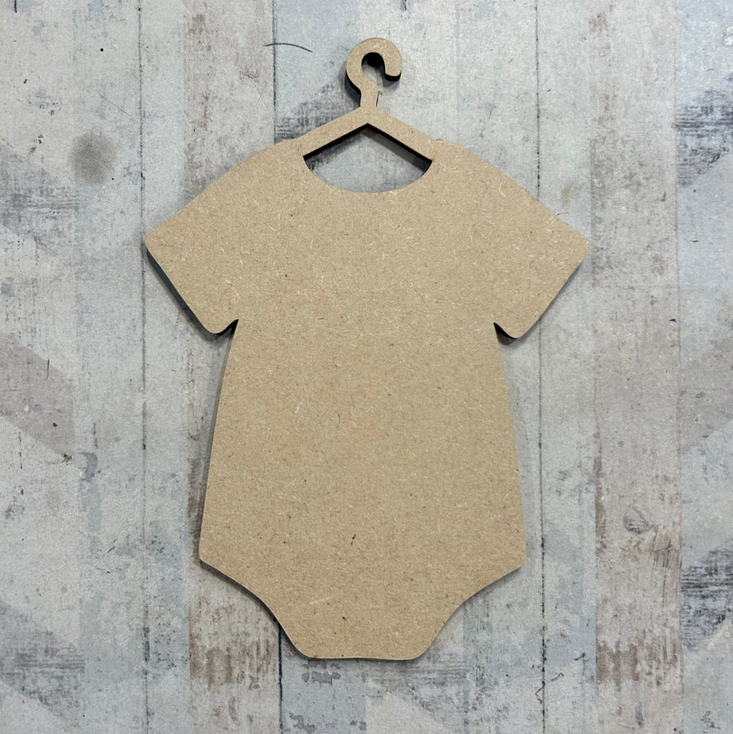 PL066 - MDF Blank Plaque - Optional Hanging - Baby Grow - Olifantjie - Wooden - MDF - Lasercut - Blank - Craft - Kit - Mixed Media - UK