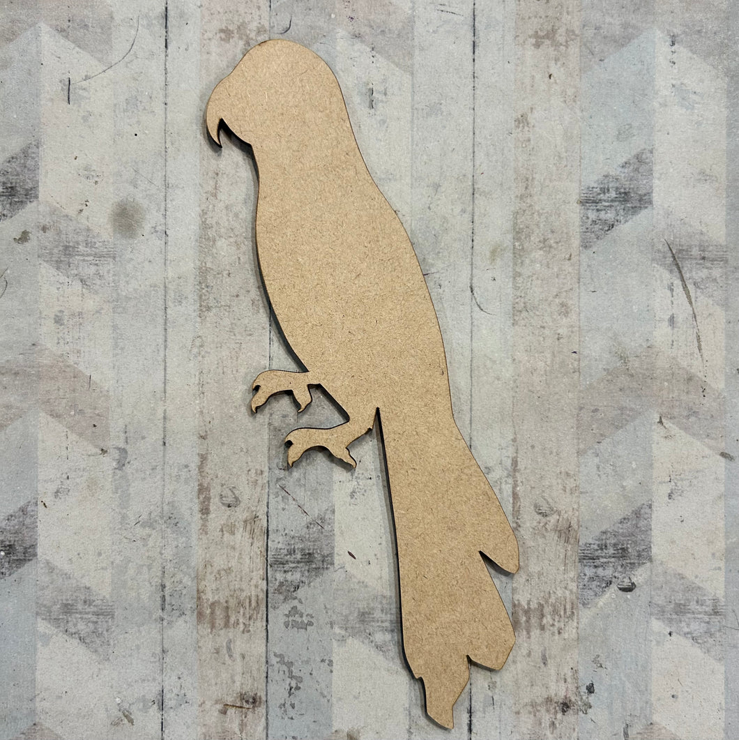 PL068 - MDF Blank Plaque - Optional Hanging - Parrot - Olifantjie - Wooden - MDF - Lasercut - Blank - Craft - Kit - Mixed Media - UK