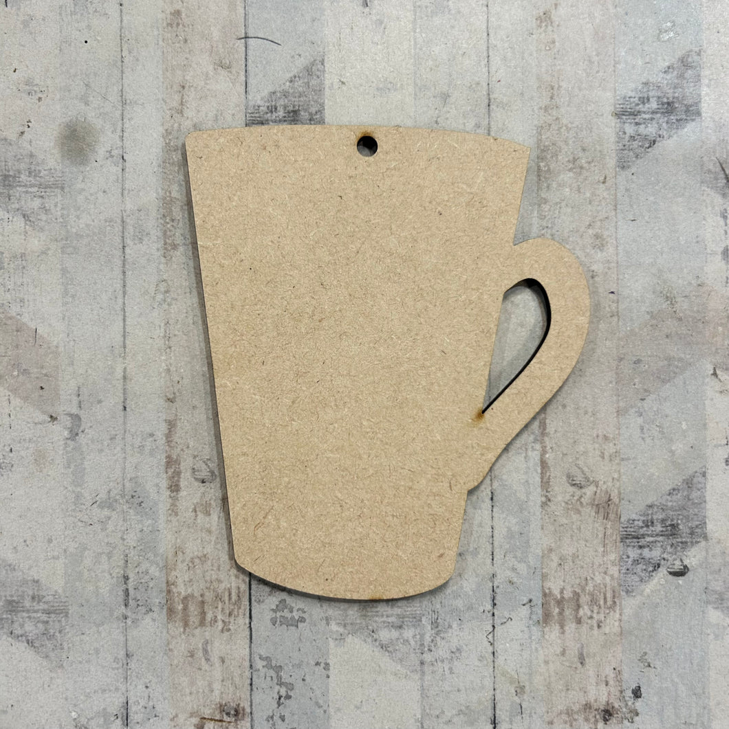 PL069 - MDF Blank Plaque - Optional Hanging - Latte Cup - Olifantjie - Wooden - MDF - Lasercut - Blank - Craft - Kit - Mixed Media - UK