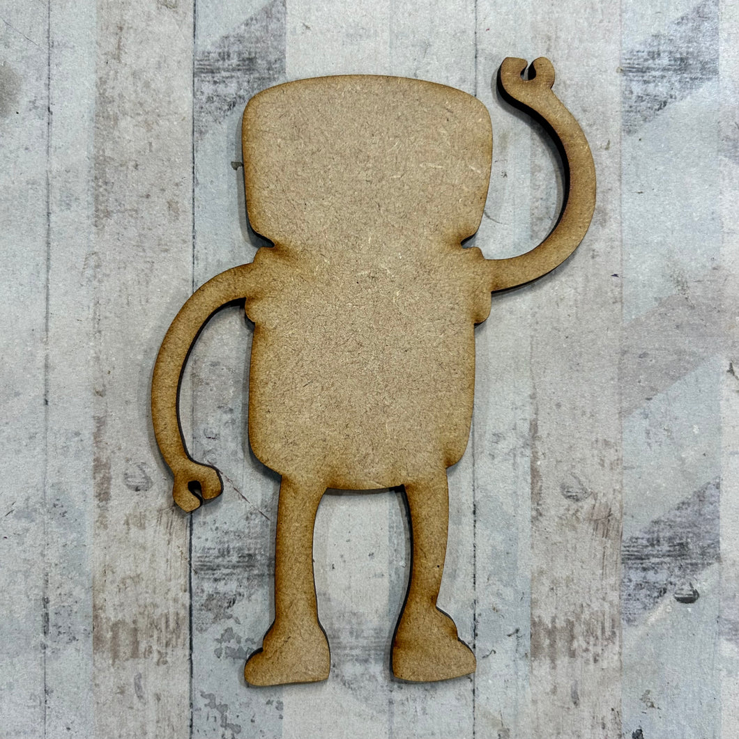 PL072 - MDF Blank Plaque - Optional Hanging - Robot - Olifantjie - Wooden - MDF - Lasercut - Blank - Craft - Kit - Mixed Media - UK