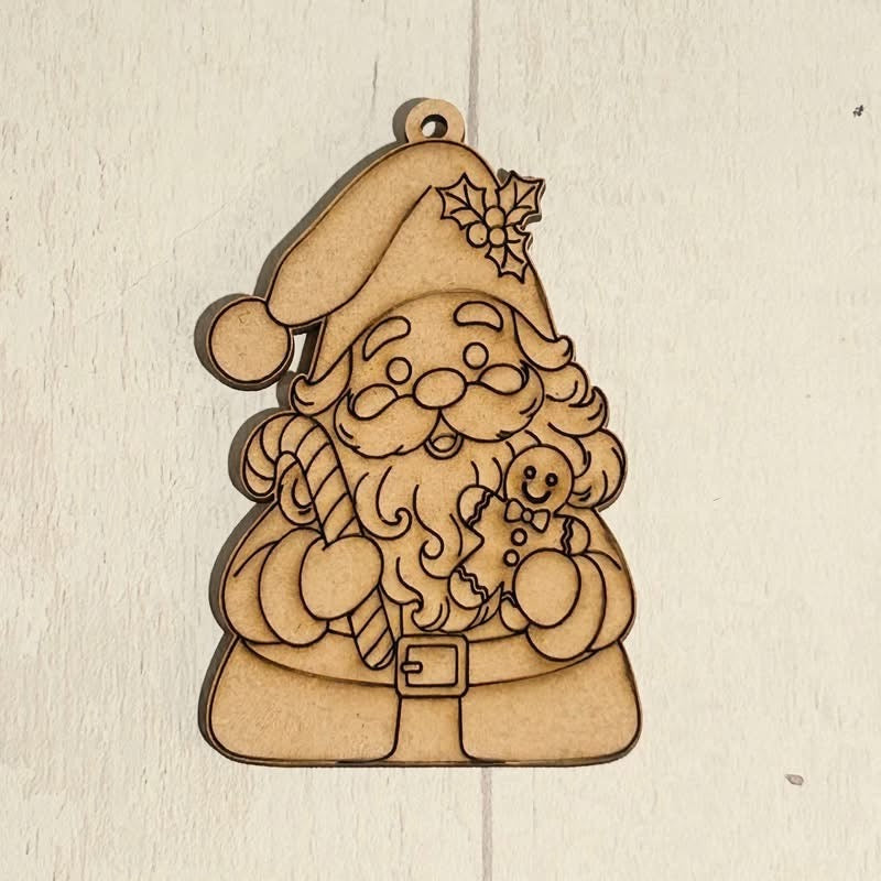 NO941 - MDF  Engraved Santa Bauble 12.5cm