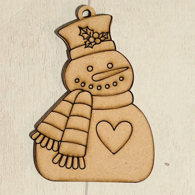 NO940 - MDF  Engraved Snowman Bauble 12.5cm