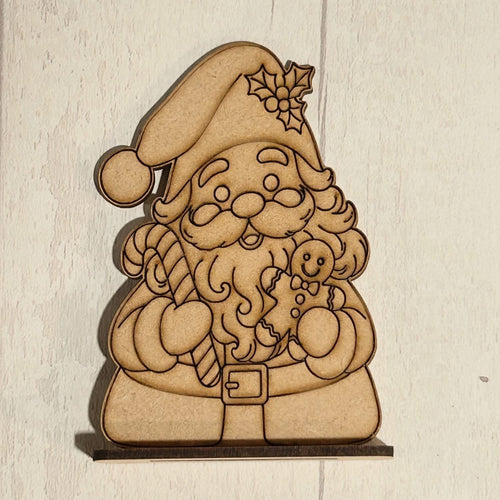 NO935 - MDF Freestanding Engraved Santa 12.5cm - Olifantjie - Wooden - MDF - Lasercut - Blank - Craft - Kit - Mixed Media - UK