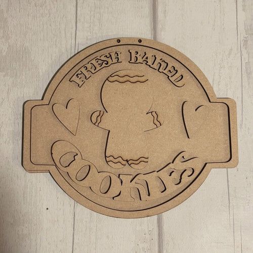 NO933 - MDF Fresh Baked Cookies Gingerbread Hanging Plaque - Olifantjie - Wooden - MDF - Lasercut - Blank - Craft - Kit - Mixed Media - UK