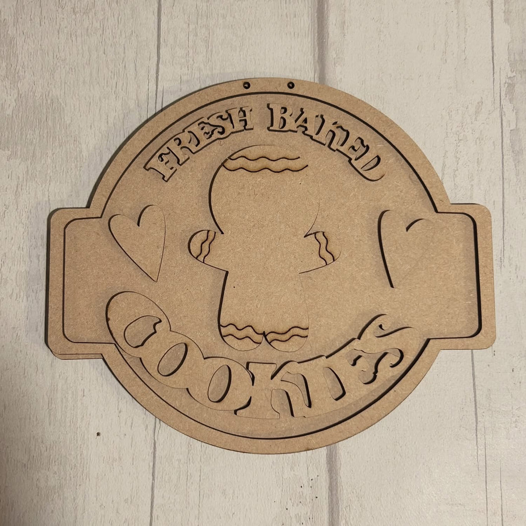 NO933 - MDF Fresh Baked Cookies Gingerbread Hanging Plaque