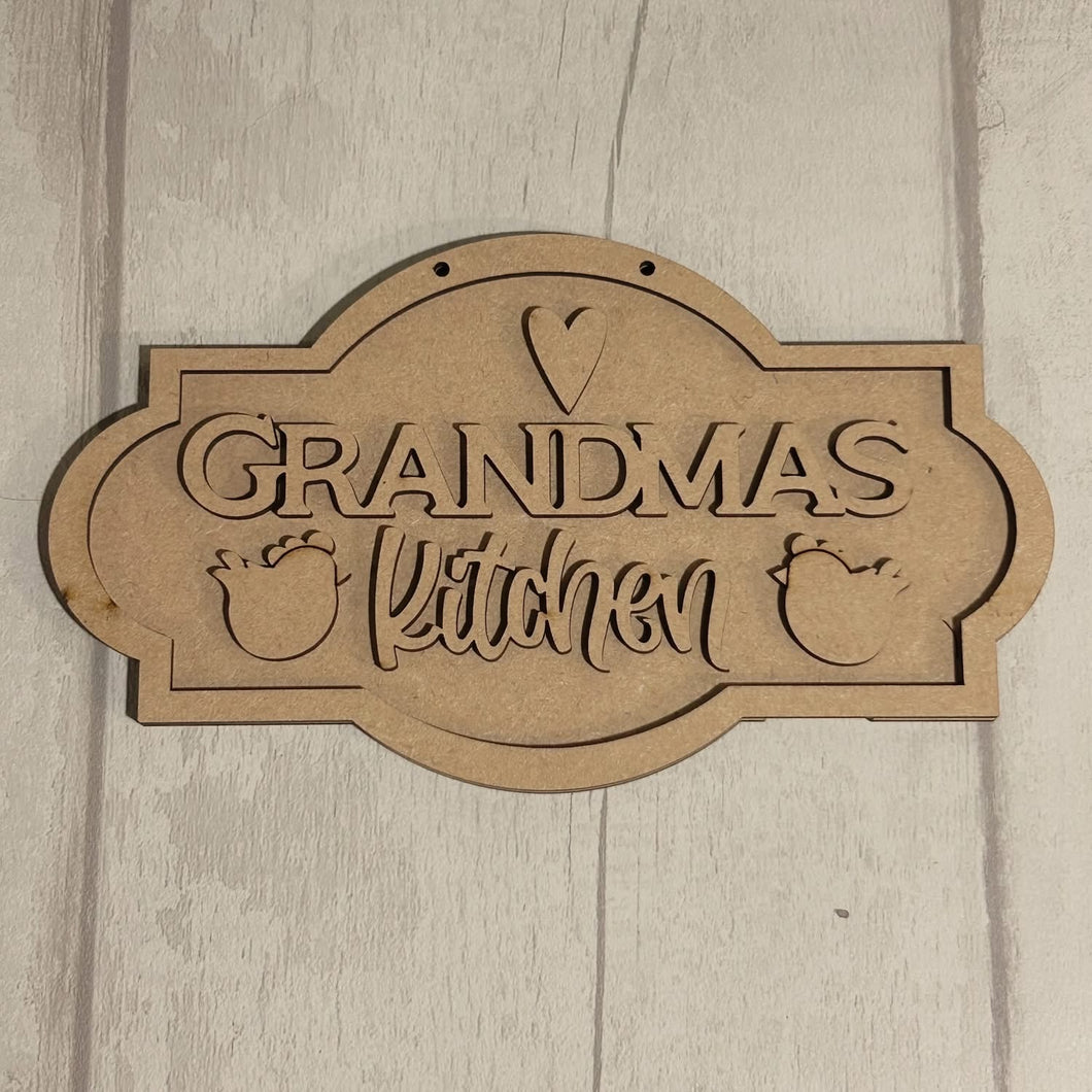 NO932 - MDF Grandmas Kitchen Sign - Olifantjie - Wooden - MDF - Lasercut - Blank - Craft - Kit - Mixed Media - UK