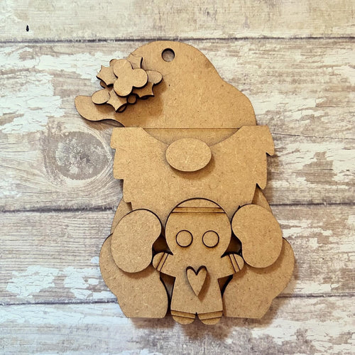 NO495 - MDF 2 Sizes Christmas Hanging Bauble Gnome Gonk Gingerbread - Olifantjie - Wooden - MDF - Lasercut - Blank - Craft - Kit - Mixed Media - UK