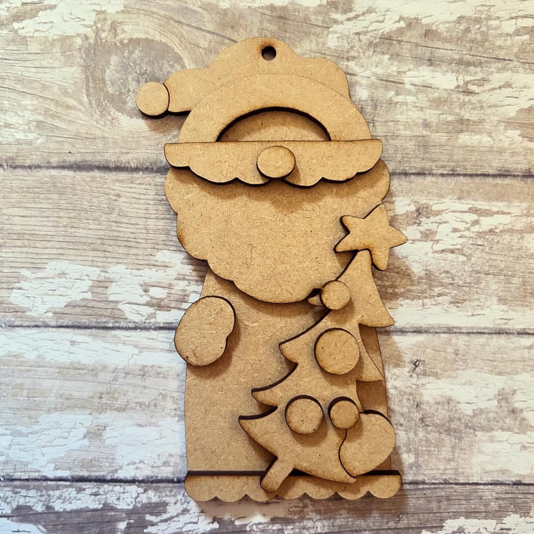 NO478 - MDF 2 Sizes Christmas Hanging Bauble Santa Tree - Olifantjie - Wooden - MDF - Lasercut - Blank - Craft - Kit - Mixed Media - UK