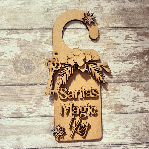 NO484 - Door Hanger - Santa's Magic Key - Olifantjie - Wooden - MDF - Lasercut - Blank - Craft - Kit - Mixed Media - UK