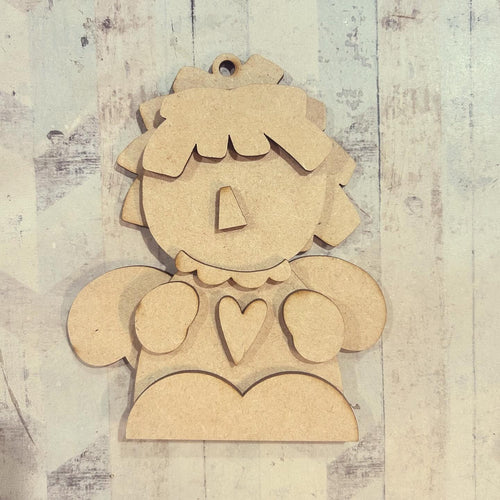 NO505  - MDF 2 Sizes Christmas Hanging Bauble Angel Annie Doll - Olifantjie - Wooden - MDF - Lasercut - Blank - Craft - Kit - Mixed Media - UK