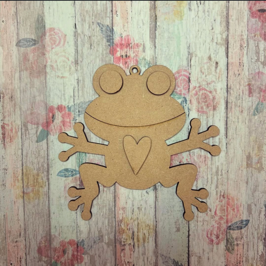 NO518 - MDF 2 Sizes Frog Hanging - Olifantjie - Wooden - MDF - Lasercut - Blank - Craft - Kit - Mixed Media - UK