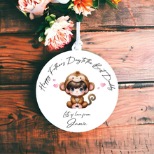 UV007 - Acrylic and UVDTF Personalised Round Hanging - Monkey Hearts Child Dress up 1 - Olifantjie - Wooden - MDF - Lasercut - Blank - Craft - Kit - Mixed Media - UK