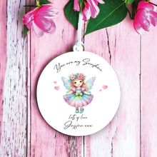 UV013 - Acrylic and UVDTF Personalised Round Hanging - Fairy Hearts Child Dress up 1 - Olifantjie - Wooden - MDF - Lasercut - Blank - Craft - Kit - Mixed Media - UK