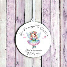 UV013 - Acrylic and UVDTF Personalised Round Hanging - Fairy Hearts Child Dress up 1 - Olifantjie - Wooden - MDF - Lasercut - Blank - Craft - Kit - Mixed Media - UK