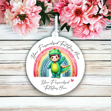 UV016 - Acrylic and UVDTF Personalised Round Hanging - Dinosaur Rainbow Child Dress up 1 - Olifantjie - Wooden - MDF - Lasercut - Blank - Craft - Kit - Mixed Media - UK