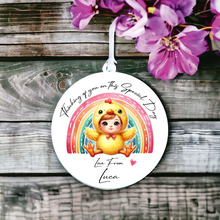 UV020 - Acrylic and UVDTF Personalised Round Hanging - Chick Rainbow Child Dress up 1 - Olifantjie - Wooden - MDF - Lasercut - Blank - Craft - Kit - Mixed Media - UK