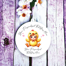 UV021 - Acrylic and UVDTF Personalised Round Hanging - Chick Hearts Child Dress up 1 - Olifantjie - Wooden - MDF - Lasercut - Blank - Craft - Kit - Mixed Media - UK