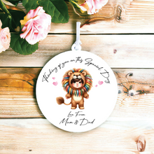 UV023 - Acrylic and UVDTF Personalised Round Hanging - Lion Hearts Child Dress up 1 - Olifantjie - Wooden - MDF - Lasercut - Blank - Craft - Kit - Mixed Media - UK