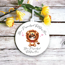 UV025 - Acrylic and UVDTF Personalised Round Hanging - Lion Hearts Child Dress up 2 - Olifantjie - Wooden - MDF - Lasercut - Blank - Craft - Kit - Mixed Media - UK