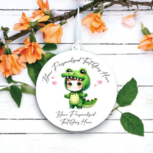 UV029 - Acrylic and UVDTF Personalised Round Hanging - Crocodile Hearts Child Dress up 1 - Olifantjie - Wooden - MDF - Lasercut - Blank - Craft - Kit - Mixed Media - UK