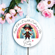 UV030 - Acrylic and UVDTF Personalised Round Hanging - Pirate Rainbow Child Dress up 1 - Olifantjie - Wooden - MDF - Lasercut - Blank - Craft - Kit - Mixed Media - UK