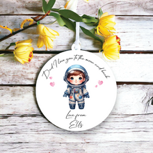 UV033 - Acrylic and UVDTF Personalised Round Hanging - Astronaut Hearts Child Dress up 1 - Olifantjie - Wooden - MDF - Lasercut - Blank - Craft - Kit - Mixed Media - UK