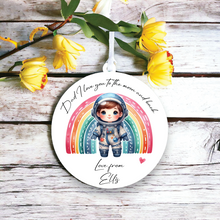 UV032 - Acrylic and UVDTF Personalised Round Hanging - Astronaut Rainbow Child Dress up 1 - Olifantjie - Wooden - MDF - Lasercut - Blank - Craft - Kit - Mixed Media - UK