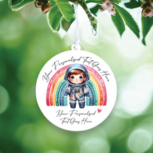 UV032 - Acrylic and UVDTF Personalised Round Hanging - Astronaut Rainbow Child Dress up 1 - Olifantjie - Wooden - MDF - Lasercut - Blank - Craft - Kit - Mixed Media - UK