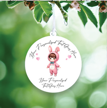 UV086 - Acrylic and UVDTF Personalised Round Hanging - Bunny Hearts Child Dress up 3 - Olifantjie - Wooden - MDF - Lasercut - Blank - Craft - Kit - Mixed Media - UK