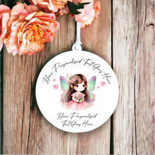 UV088 - Acrylic and UVDTF Personalised Round Hanging - Fairy Hearts Child Dress up 3 - Olifantjie - Wooden - MDF - Lasercut - Blank - Craft - Kit - Mixed Media - UK