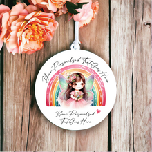 UV087 - Acrylic and UVDTF Personalised Round Hanging -  Fairy Rainbow Child Dress up 3 - Olifantjie - Wooden - MDF - Lasercut - Blank - Craft - Kit - Mixed Media - UK