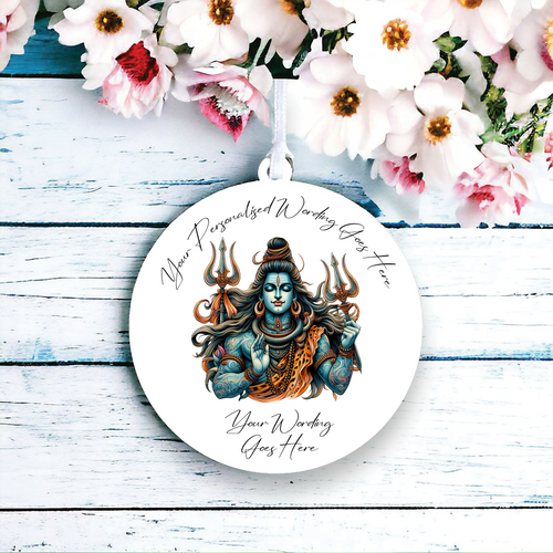 UV617 - Acrylic and UVDTF Personalised Round Hanging - Lord Shiva A - Olifantjie - Wooden - MDF - Lasercut - Blank - Craft - Kit - Mixed Media - UK