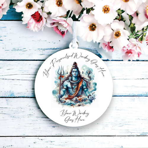 UV618 - Acrylic and UVDTF Personalised Round Hanging - Lord Shiva B - Olifantjie - Wooden - MDF - Lasercut - Blank - Craft - Kit - Mixed Media - UK