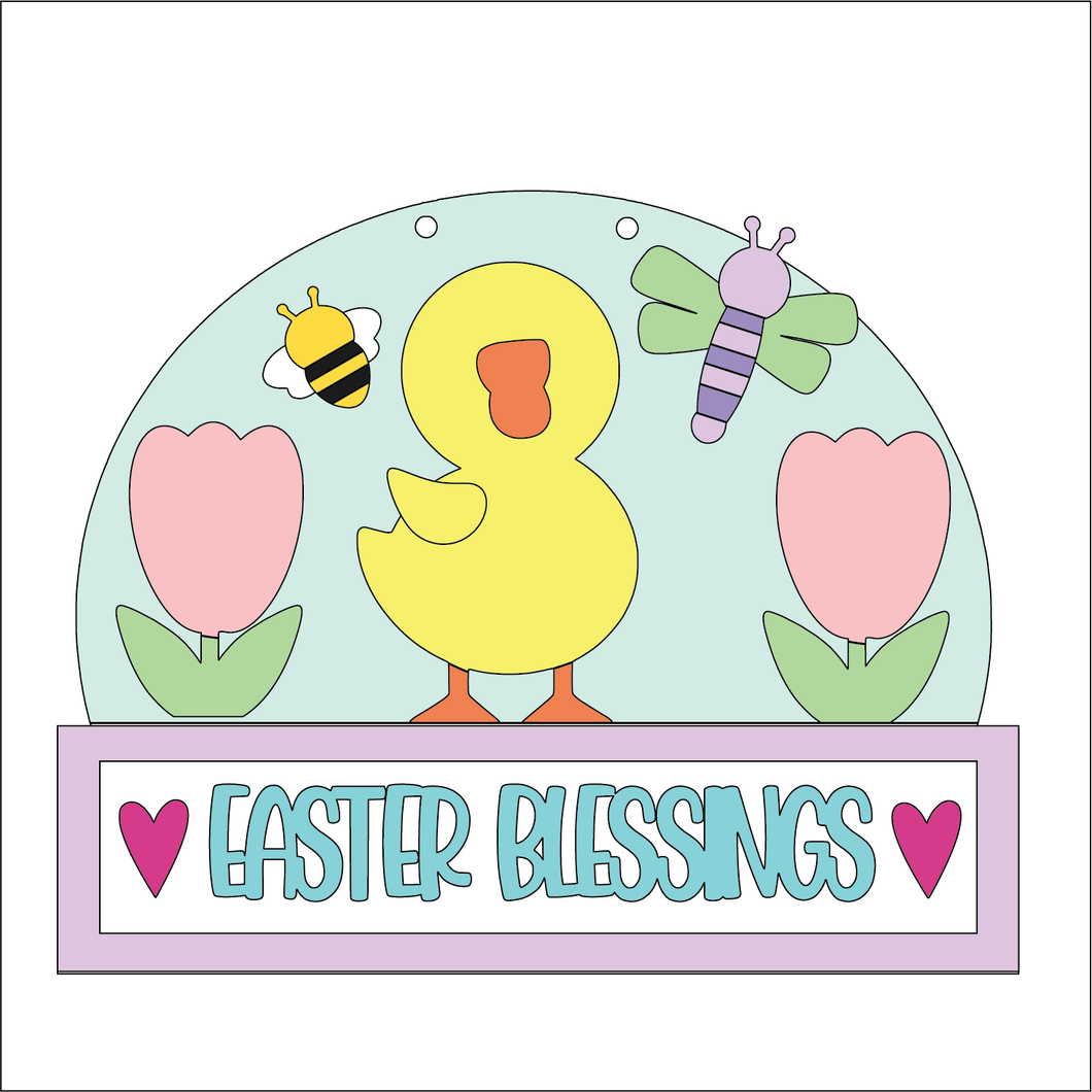 NO682 - MDF Large Easter Blessings Hanging Scene - Olifantjie - Wooden - MDF - Lasercut - Blank - Craft - Kit - Mixed Media - UK