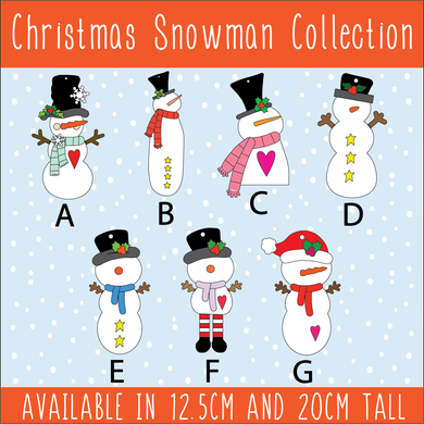 NO804 - MDF Christmas Snowman Whimsical Hanging Collection - Olifantjie - Wooden - MDF - Lasercut - Blank - Craft - Kit - Mixed Media - UK