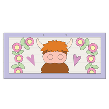 NO870 - MDF Highland Cow Flower Hanging - Olifantjie - Wooden - MDF - Lasercut - Blank - Craft - Kit - Mixed Media - UK