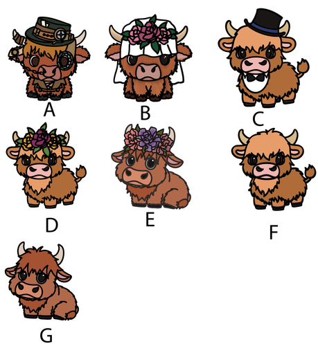 OL5964 - Wall Plaques upto 60cm (optional backing + hanging) - Highland Cow Characters - select one - Olifantjie - Wooden - MDF - Lasercut - Blank - Craft - Kit - Mixed Media - UK