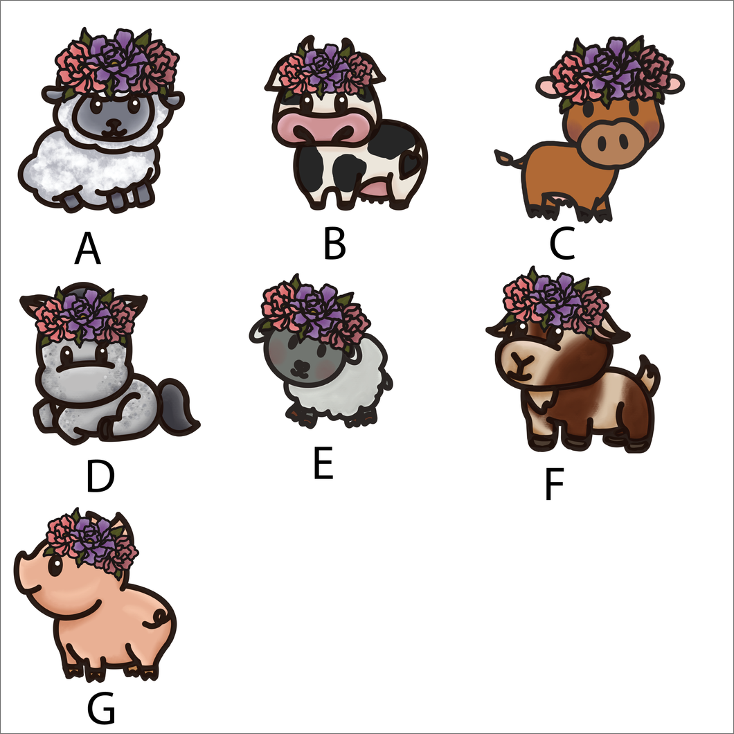 OL5970 - Wall Plaques upto 60cm (optional backing + hanging) - Mixed Floral Animal Characters Farm - select one - Olifantjie - Wooden - MDF - Lasercut - Blank - Craft - Kit - Mixed Media - UK