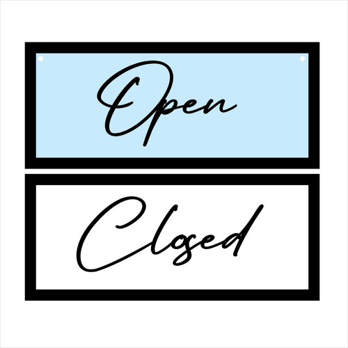 OL5974 - MDF Layered Double Sided Framed Open Close Sign - Olifantjie - Wooden - MDF - Lasercut - Blank - Craft - Kit - Mixed Media - UK