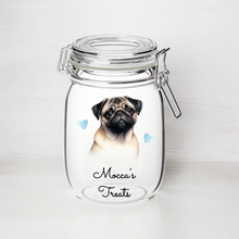 UV216 - Personalised Dog Treat UVDTF Decal with optional Heart colour - Pug 1 - Olifantjie - Wooden - MDF - Lasercut - Blank - Craft - Kit - Mixed Media - UK