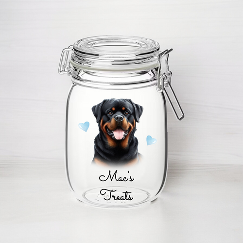 UV217 - Personalised Dog Treat UVDTF Decal with optional Heart colour - Rottweiler - Olifantjie - Wooden - MDF - Lasercut - Blank - Craft - Kit - Mixed Media - UK